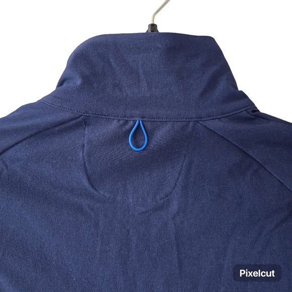 Brooks Fusion Hybrid Jacket Navy Blue Bolt Packable Built-In Mesh Backpack - Picture 8 of 16